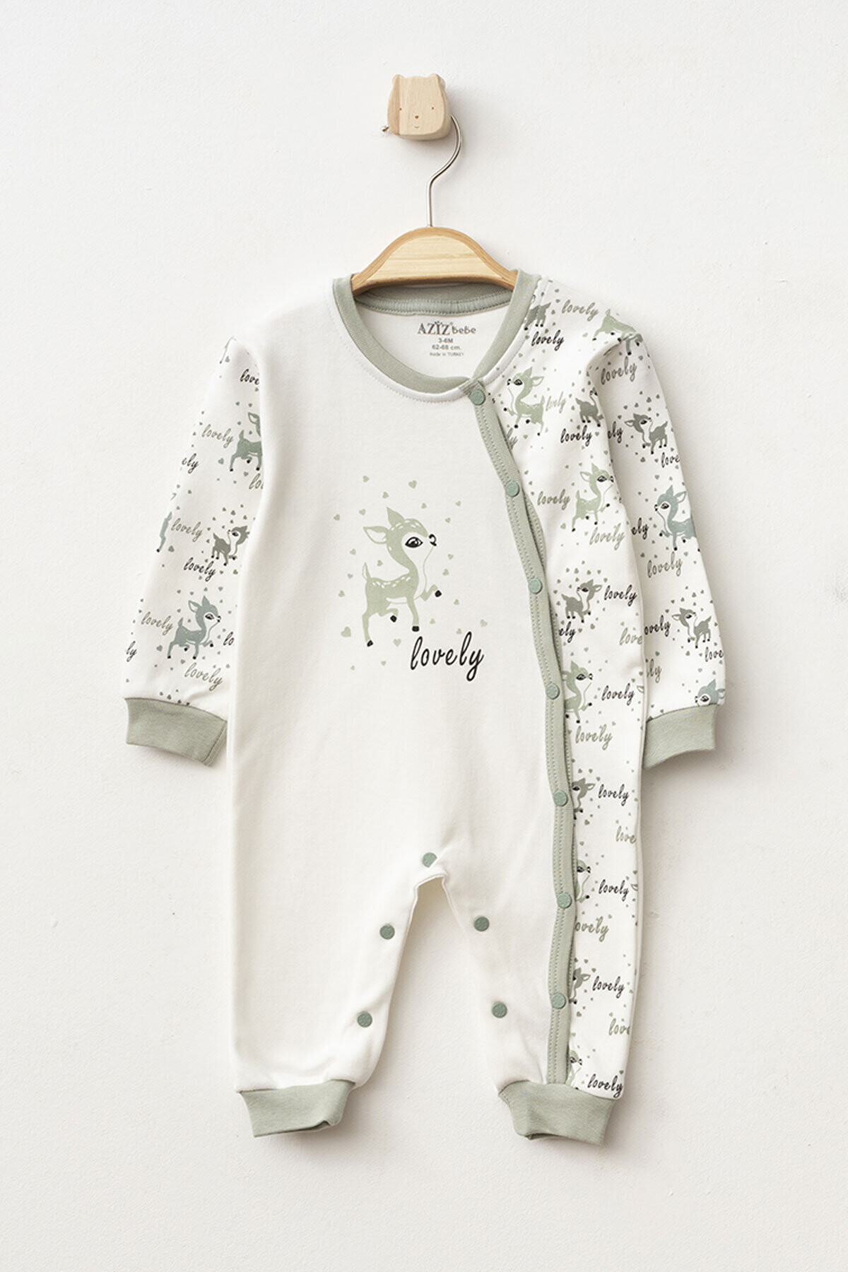 Kız Bebek Çıtçıtlı Geyik Desenli Tulum 0 Ay 6 Ay