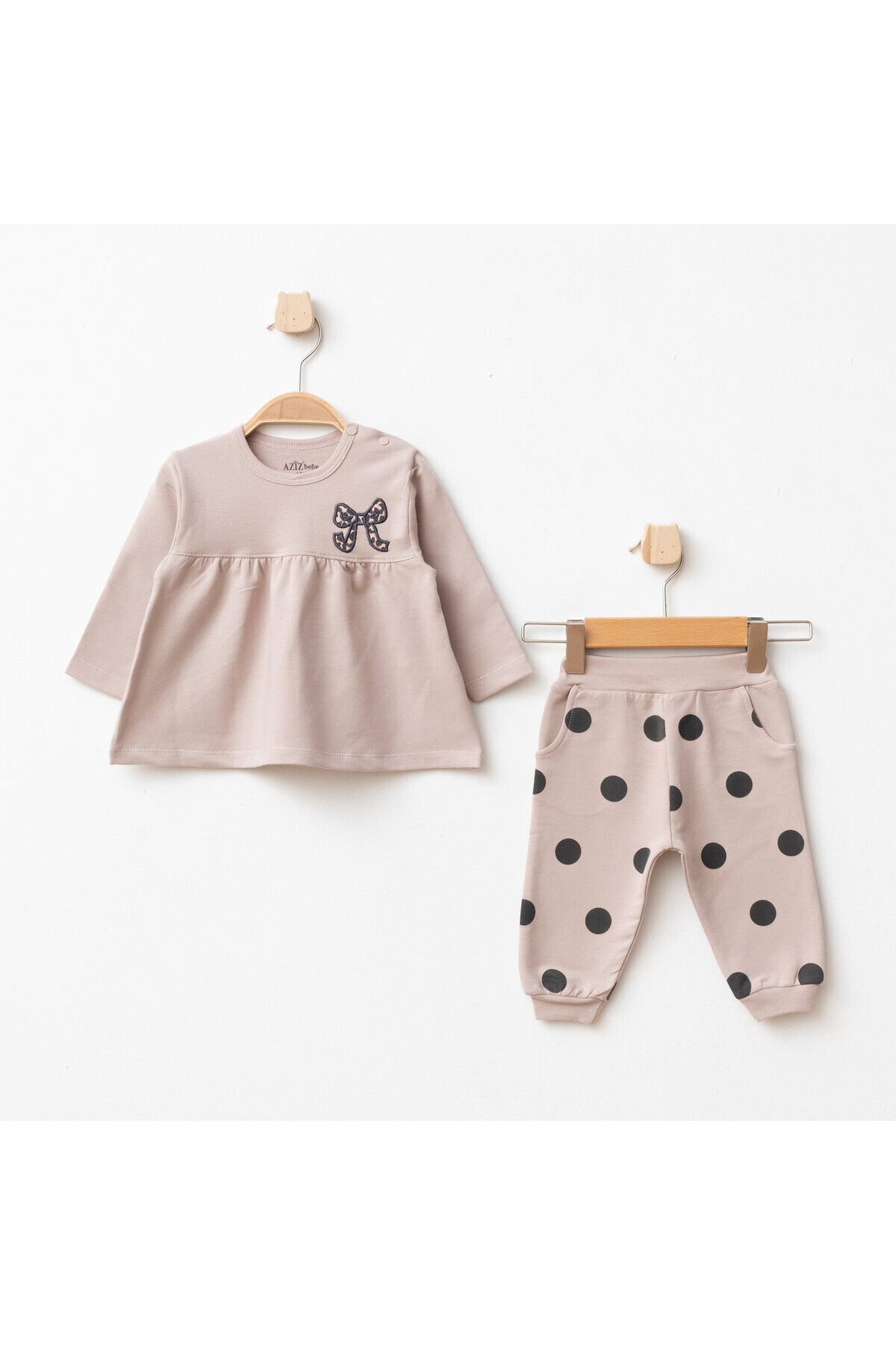 Kız Bebek Nakışlı Sweatshirt Pantolon 2 li Alt Üst Bebek Takımı 3 Ay-36 Ay