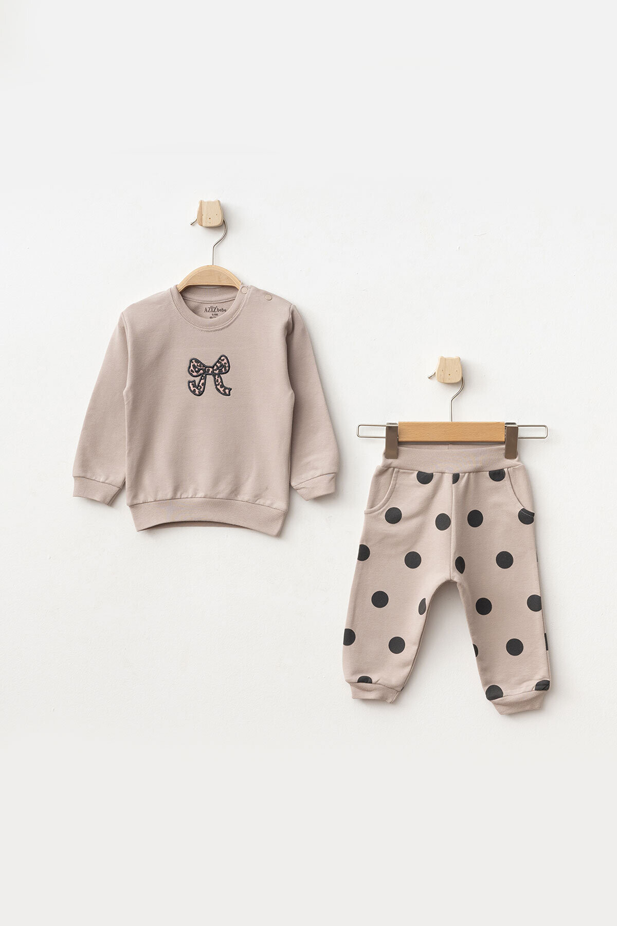 Kız Bebek Nakışlı Sweatshirt Pantolon 2 li Alt Üst Bebek Takımı 3 Ay-36 Ay