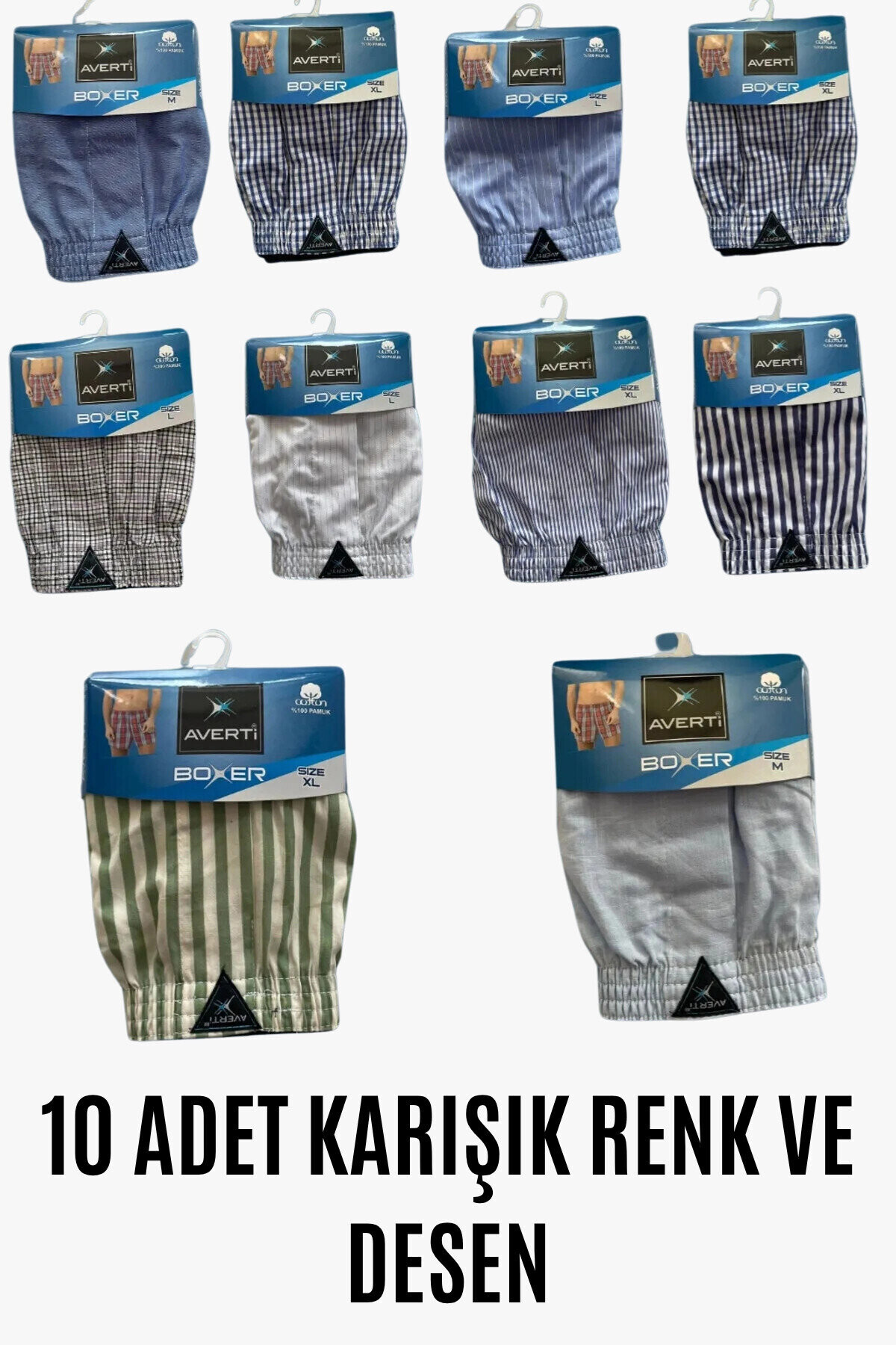 Erkek 10Lu Gömlek Desen %100 Pamuk Poplin Boxer PLD25S-3069