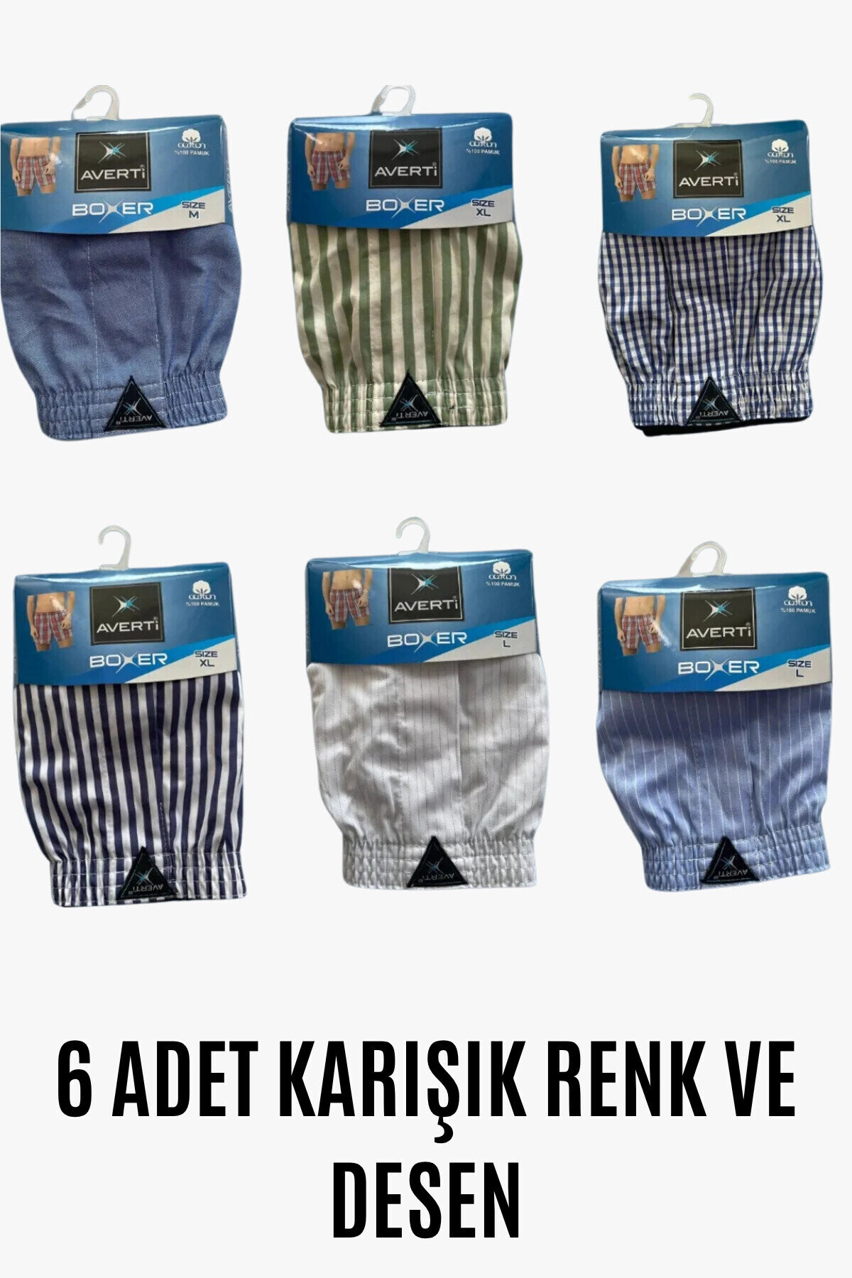 Erkek 6Lı Gömlek Desen %100 Pamuk Poplin Boxer PLD25S-3069