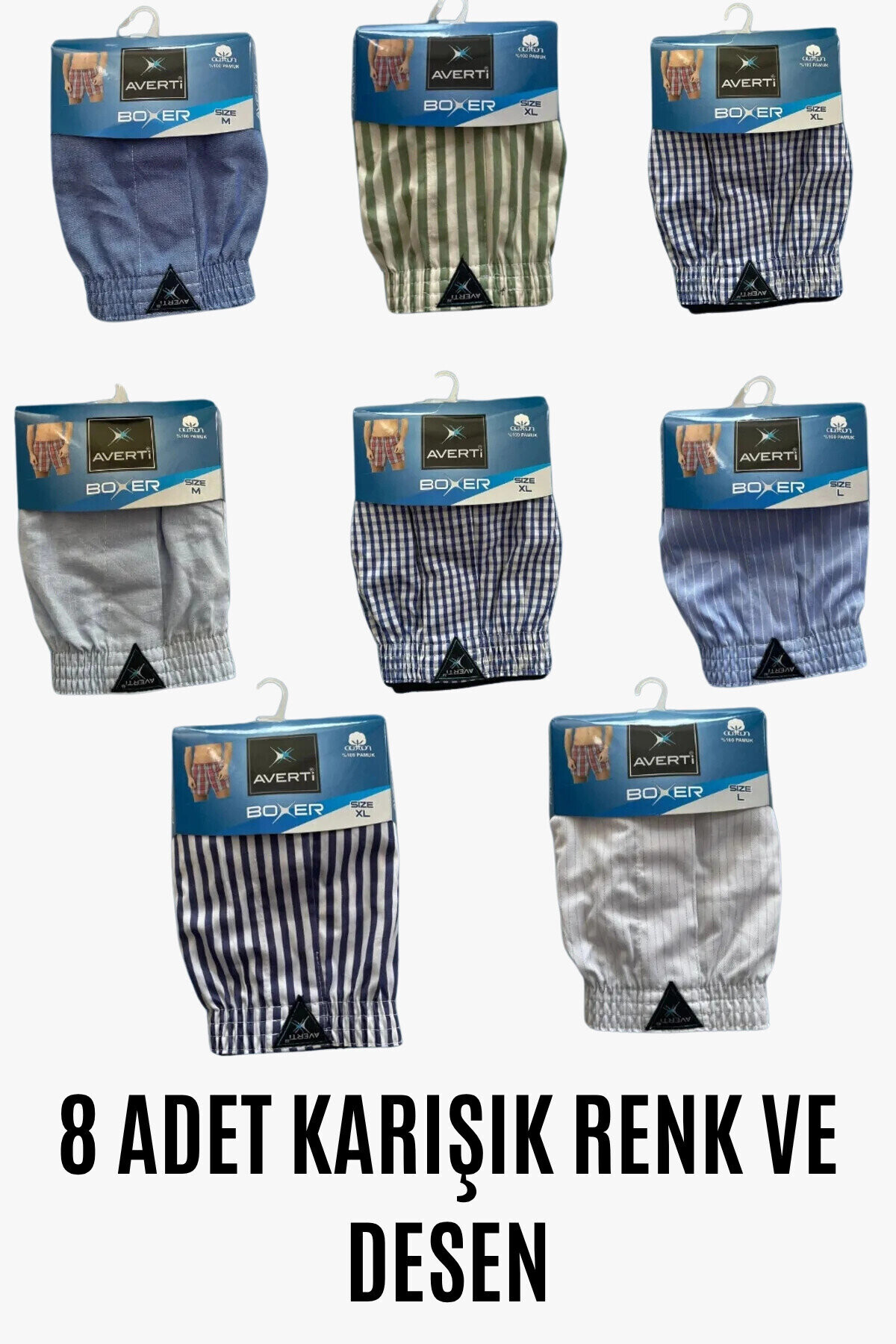 Erkek 8Li Gömlek Desen %100 Pamuk Poplin Boxer PLD25S-3069