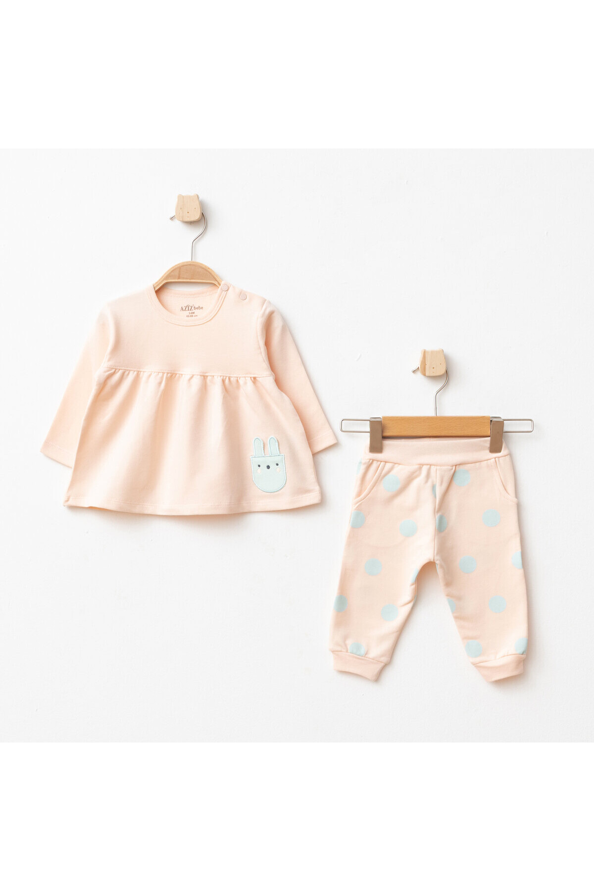 Kız Bebek Animal Desenli % 100 Pamuk Sweatshirt Pantolon 2  li Alt Üst Bebek Takımı 3 Ay-36 Ay