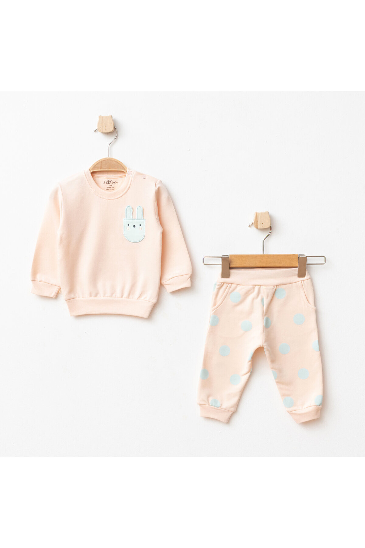 Kız Bebek Animal Desenli % 100 Pamuk Sweatshirt Pantolon 2  li Alt Üst Bebek Takımı 3 Ay-36 Ay