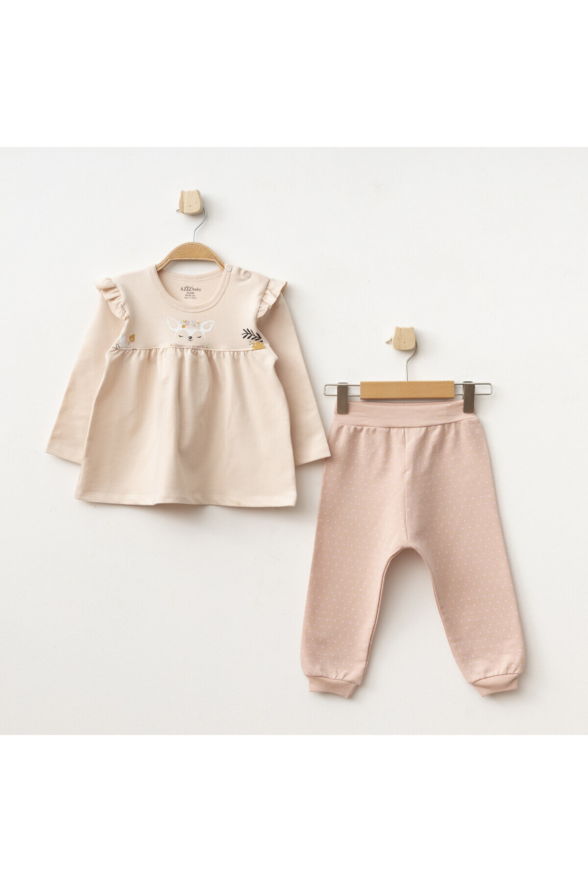 Kız Bebek Animal Desenli Sweatshirt Pantolon 2  li Alt Üst Bebek Takımı 3 Ay-36 Ay