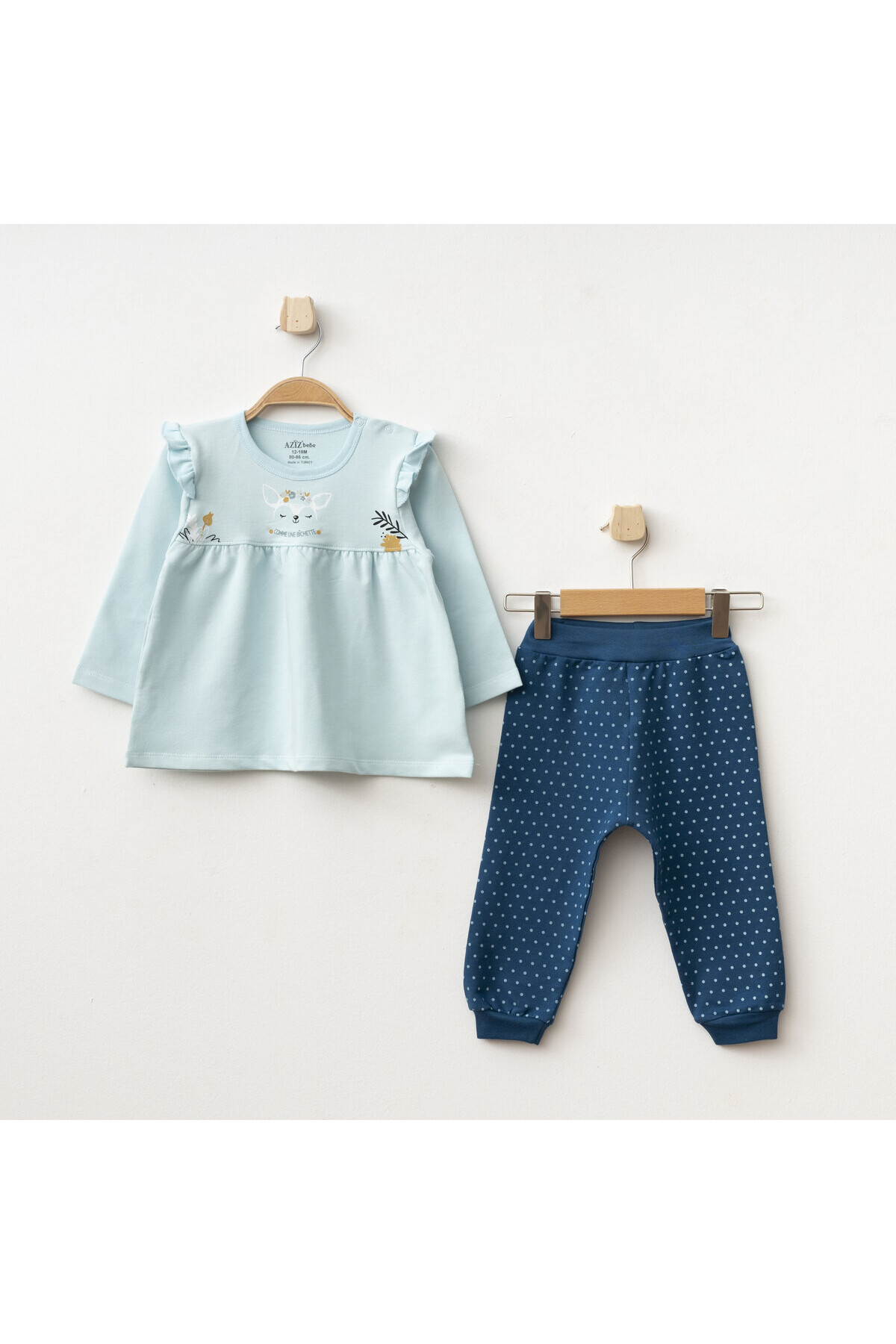 Kız Bebek Animal Desenli Sweatshirt Pantolon 2  li Alt Üst Bebek Takımı 3 Ay-36 Ay