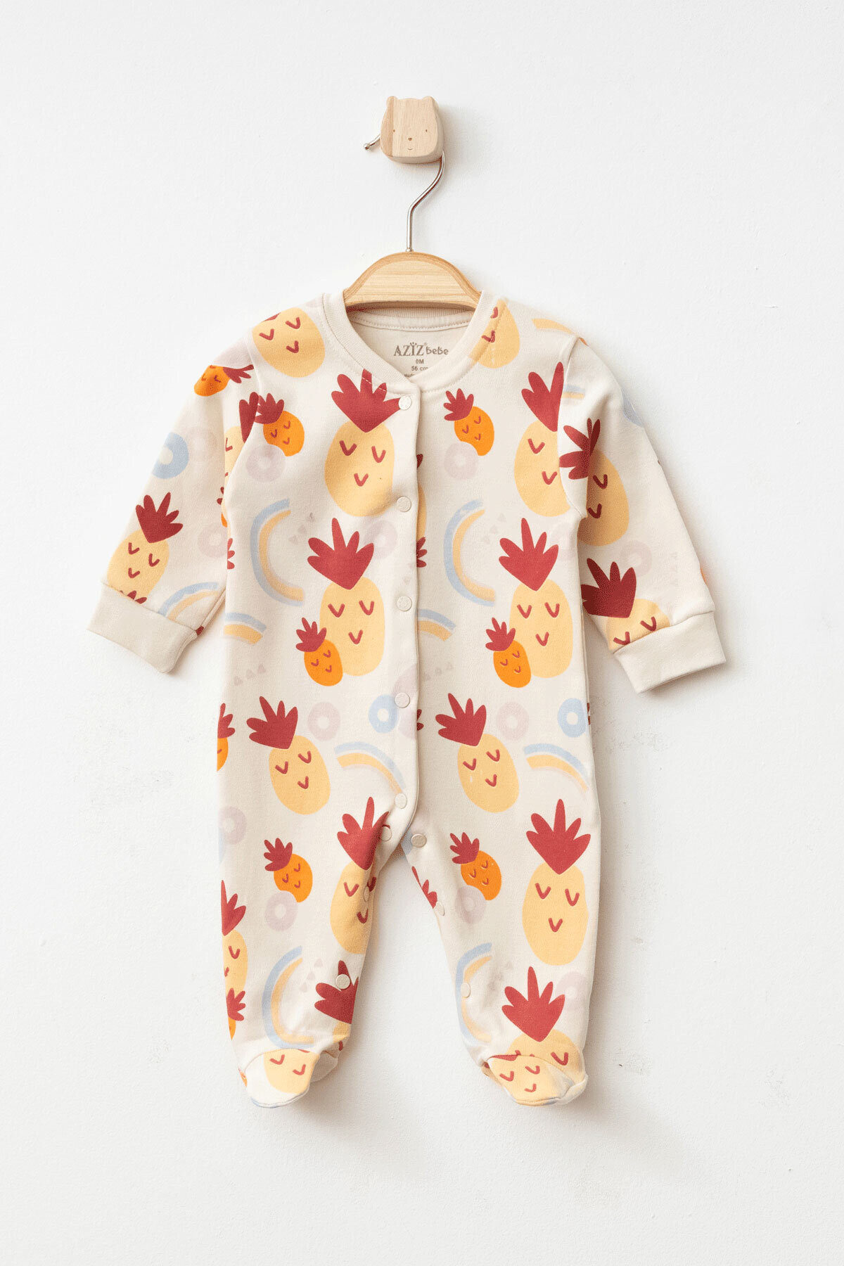 Kız Bebek Çıtçıtlı Ananas Desenli Patikli Tulum 0 Ay - 6 Ay
