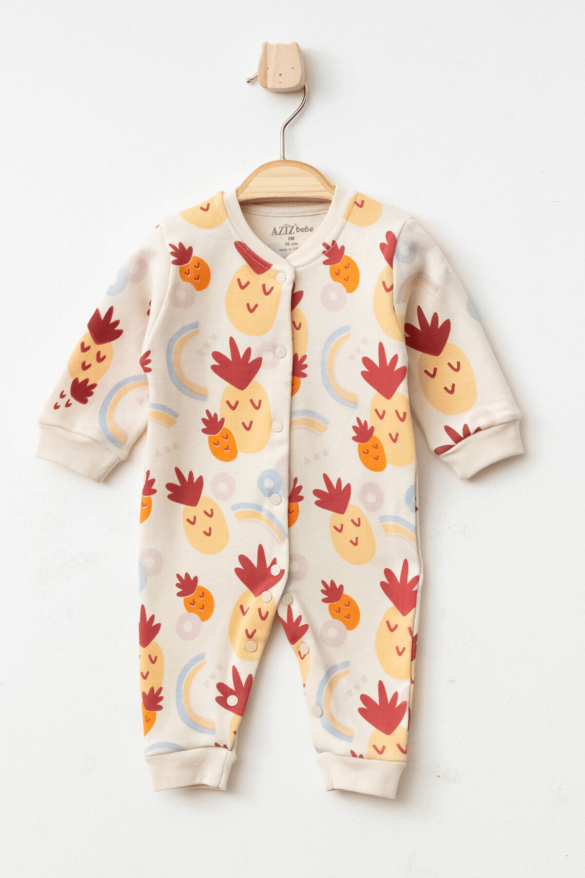 Kız Bebek Çıtçıtlı Ananas Desenli Tulum 0 Ay - 6 Ay