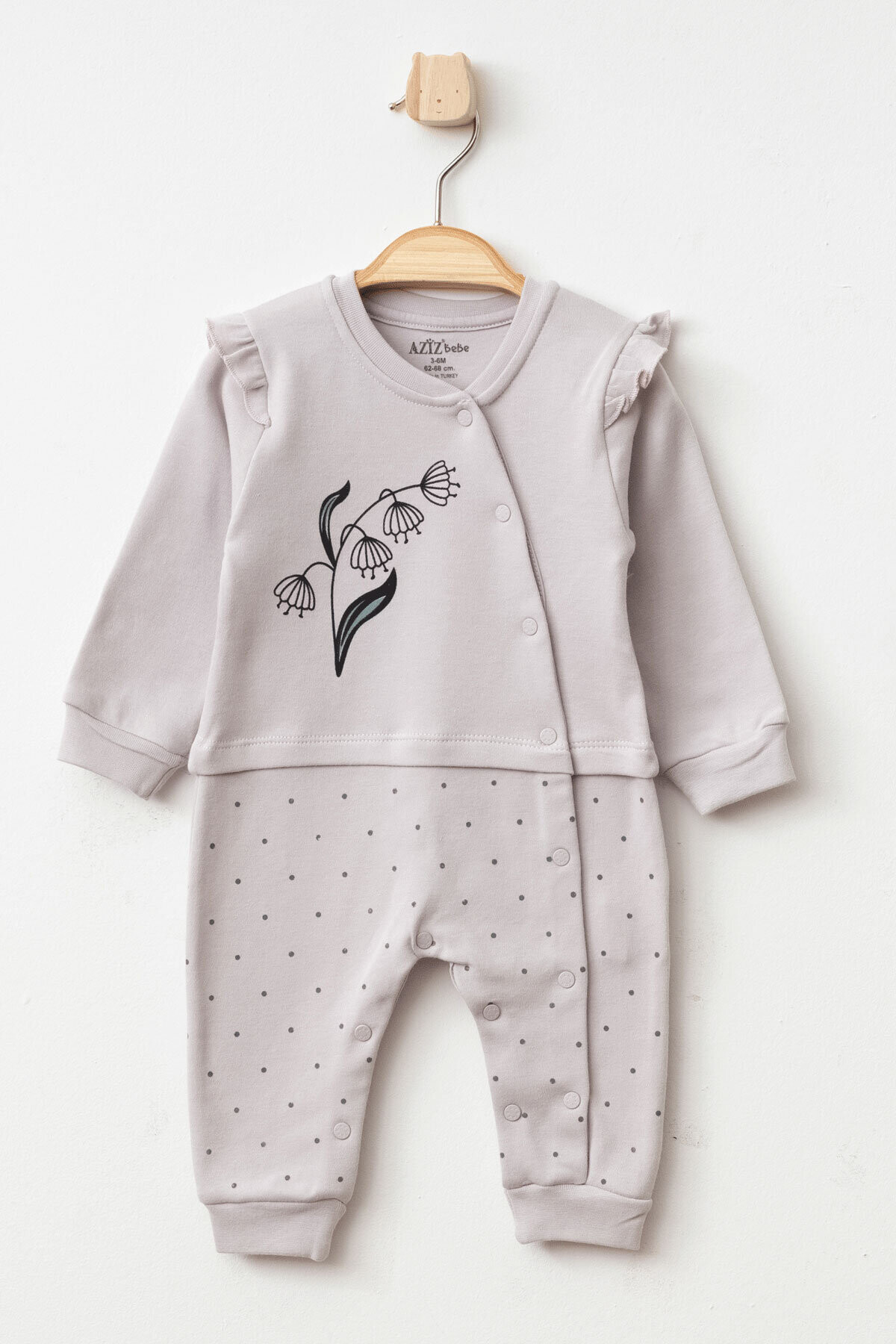 Kız Bebek Çıtçıtlı Çiçek Desenli Tulum 0 Ay - 6 Ay