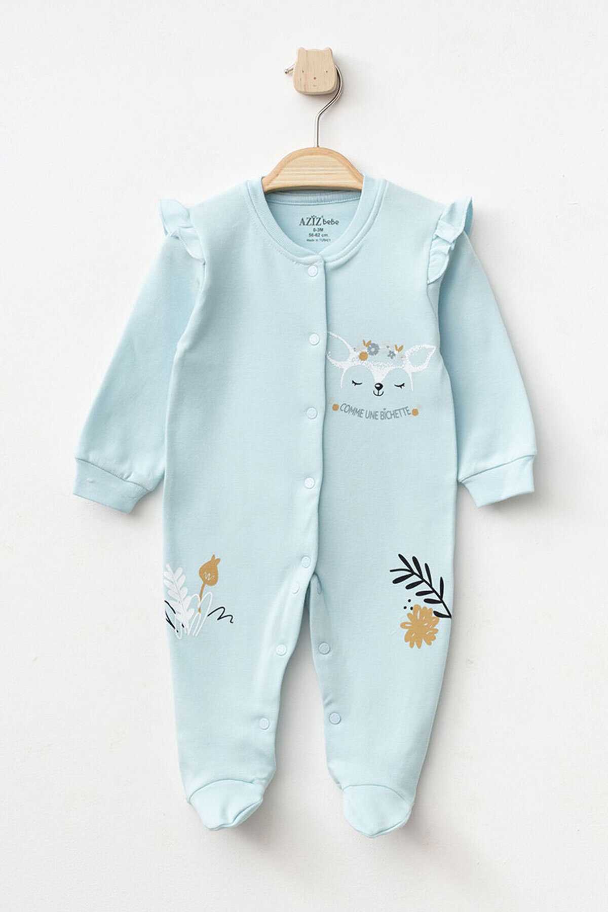 Kız Bebek Çıtçıtlı Desenli Patikli Tulum 0 Ay 6 Ay