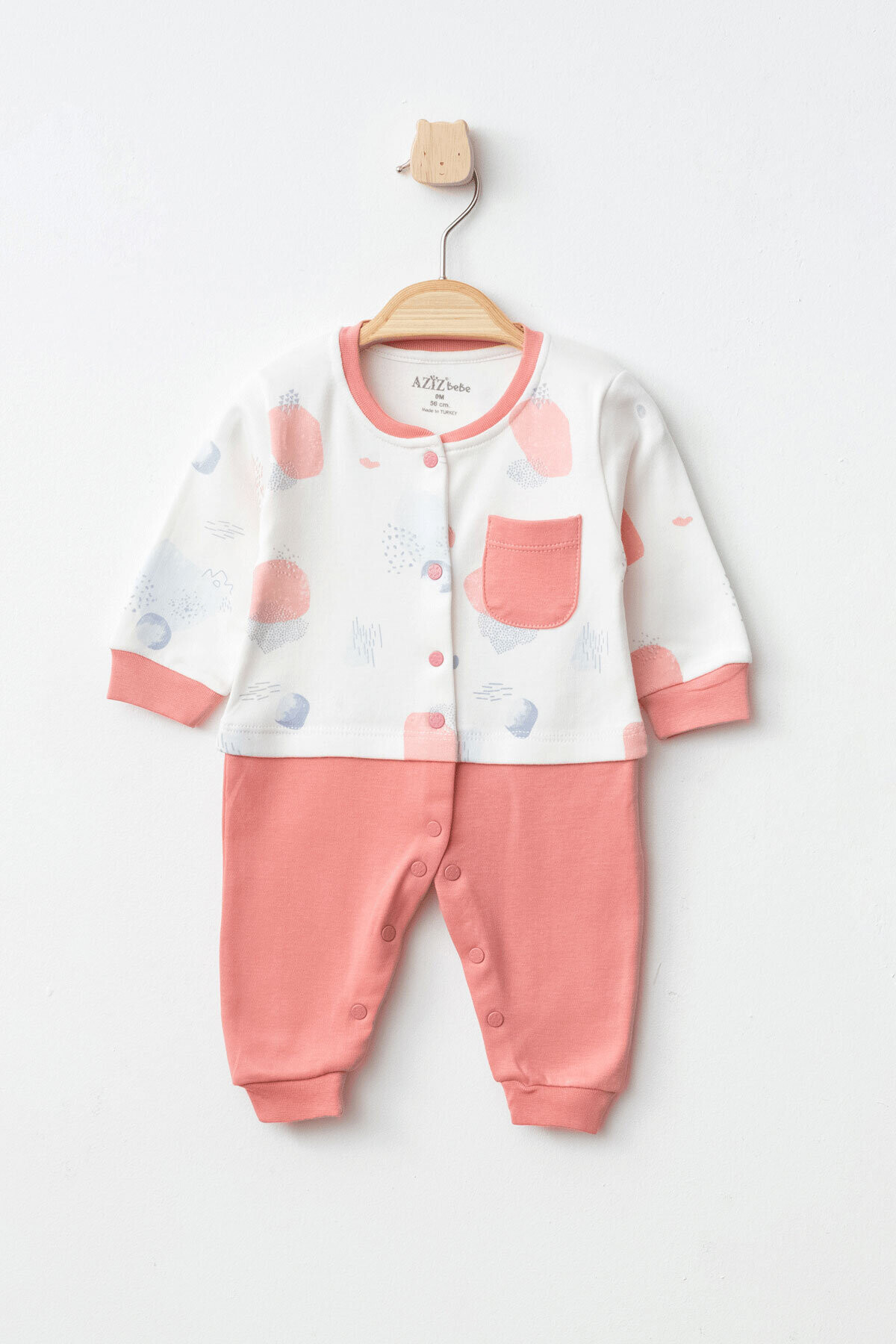 Kız Bebek Çıtçıtlı Desenli Tulum 0 Ay - 6 Ay