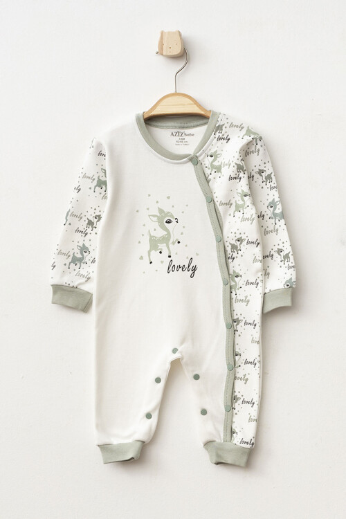 Kız Bebek Çıtçıtlı Geyik Desenli Tulum 0 Ay 6 Ay