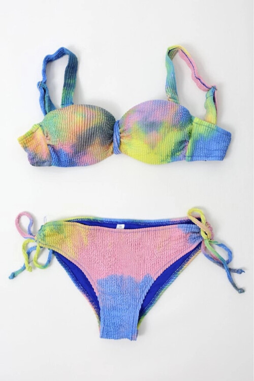 Kadın Çok Renkli Yüksek Bel Toparlayıcı Bikini Takım PLD24S-3028