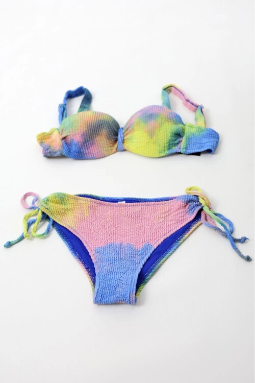 Kadın Çok Renkli Yüksek Bel Toparlayıcı Bikini Takım PLD24S-3028