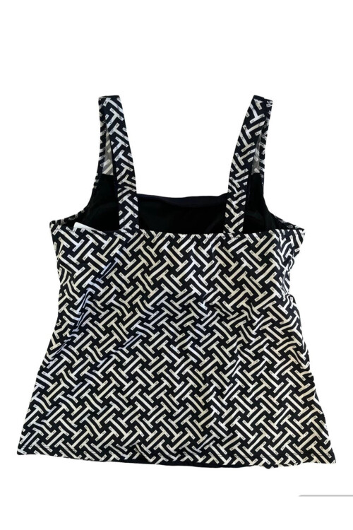 Kadın Lacivert Beyaz Desenli Şortlu Tankini PLD25S-3186