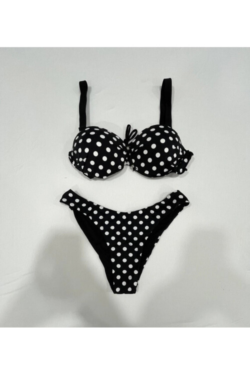 Kadın Siyah Puantiyeli Astarlı Bikini Takım PLD25S-3023
