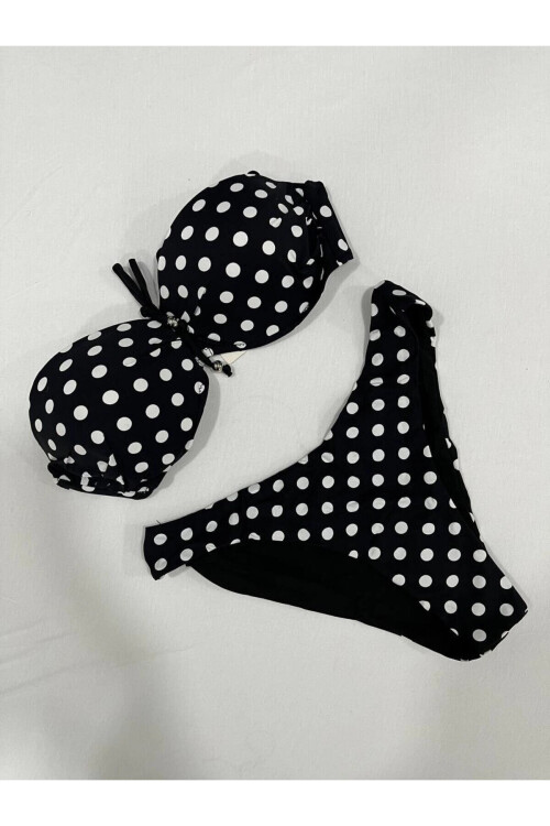 Kadın Siyah Puantiyeli Astarlı Bikini Takım PLD25S-3023