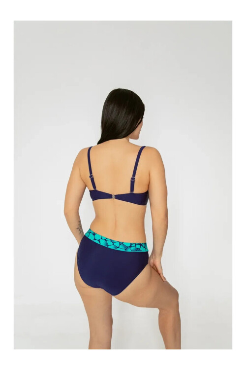 Kadın Yeşil Lacivert Desenli Astarlı Büyük Beden Bikini Takımı PLD25S-3009