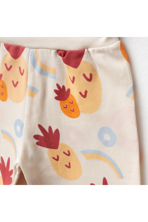 Kız Bebek Ananas Desenli % 100 Pamuk Sweatshirt Pantolon 2  li Alt Üst Bebek Takımı 3 Ay-36 Ay
