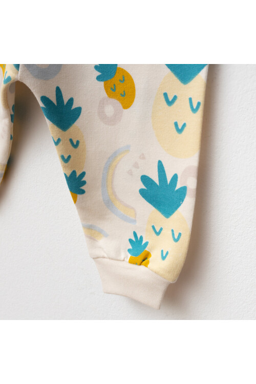 Kız Bebek Ananas Desenli % 100 Pamuk Sweatshirt Pantolon 2  li Alt Üst Bebek Takımı 3 Ay-36 Ay