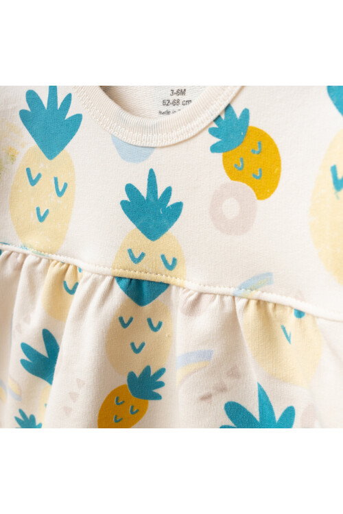 Kız Bebek Ananas Desenli % 100 Pamuk Sweatshirt Pantolon 2  li Alt Üst Bebek Takımı 3 Ay-36 Ay