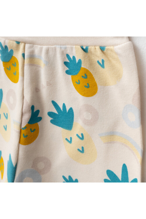 Kız Bebek Ananas Desenli Sweatshirt Pantolon 2  li Alt Üst Bebek Takımı 3 Ay-36 Ay