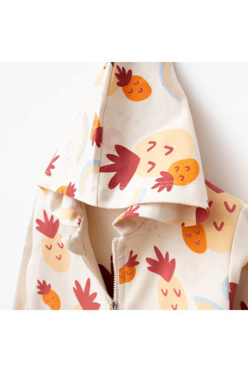 Kız Bebek Ananas Desenli Sweatshirt Pantolon T-shirt 3 lü Alt Üst Bebek Takımı 3Ay - 36Ay