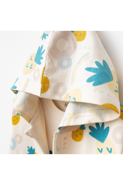 Kız Bebek Ananas Desenli Sweatshirt Pantolon T-shirt 3 lü Alt Üst Bebek Takımı 3Ay - 36Ay