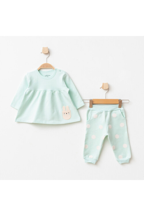 Kız Bebek Animal Desenli % 100 Pamuk Sweatshirt Pantolon 2  li Alt Üst Bebek Takımı 3 Ay-36 Ay