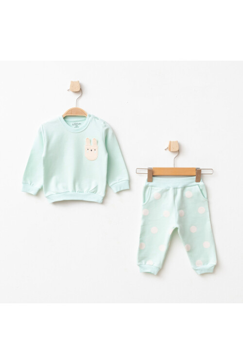 Kız Bebek Animal Desenli % 100 Pamuk Sweatshirt Pantolon 2  li Alt Üst Bebek Takımı 3 Ay-36 Ay