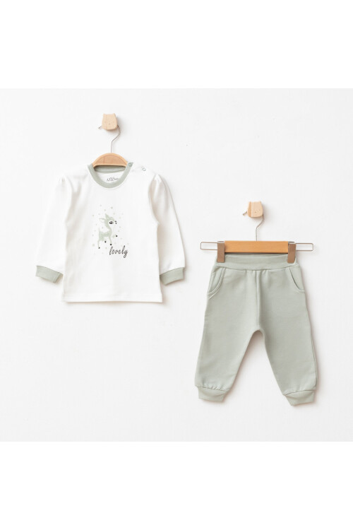 Kız Bebek Animal Desenli Sweatshirt Pantolon T-shirt 3 lü Alt Üst Bebek Takımı 3 Ay-36 Ay
