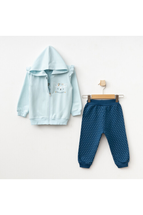 Kız Bebek Animal Desenli Sweatshirt Pantolon T-shirt 3 lü Alt Üst Bebek Takımı 3 Ay-36 Ay