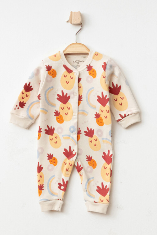 Kız Bebek Çıtçıtlı Ananas Desenli Tulum 0 Ay - 6 Ay