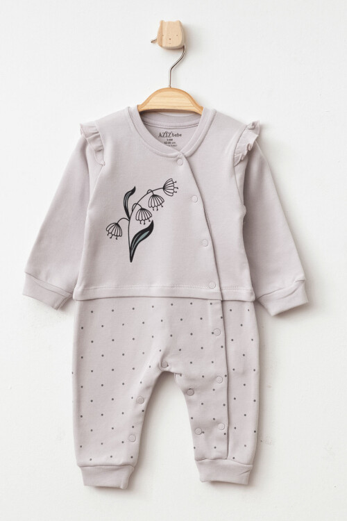 Kız Bebek Çıtçıtlı Çiçek Desenli Tulum 0 Ay - 6 Ay