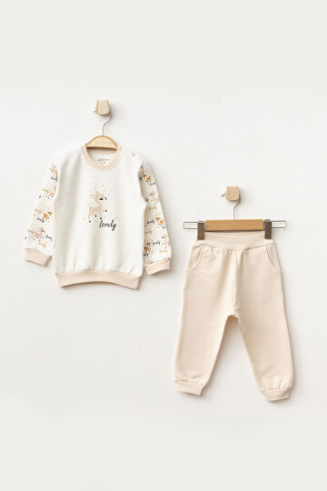 Kız Bebek Animal Desenli Sweatshirt Pantolon 2  li Alt Üst Bebek Takımı 3 Ay - 36 Ay
