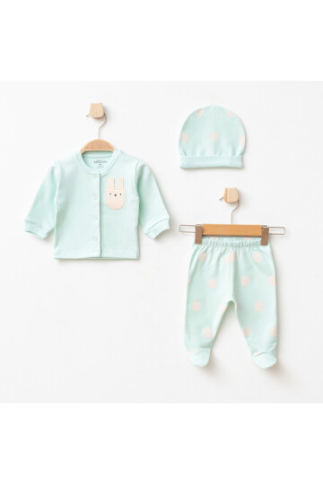 Kız Bebek Zıbın Pantolon Bere 3 lü Alt Üst Bebek Takımı 0 Ay-6 Ay
