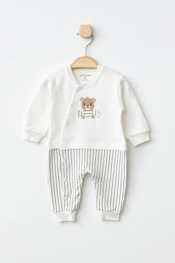 Erkek Bebek Hayvan Nakışlı Çıtçıtlı Tulum 0 Ay - 6 Ay