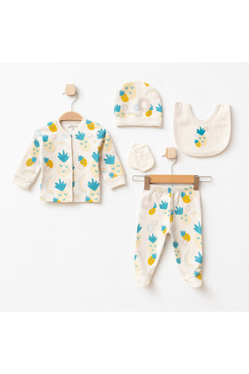 Kız Bebek Ananas Desenli 5  Li Hastane Çıkış Seti 0 Ay - 3 Ay