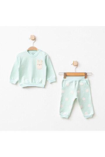Kız Bebek Animal Desenli % 100 Pamuk Sweatshirt Pantolon 2  li Alt Üst Bebek Takımı 3 Ay-36 Ay