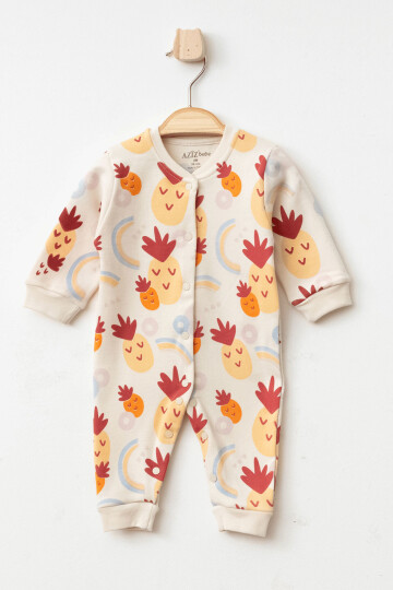 Kız Bebek Çıtçıtlı Ananas Desenli Tulum 0 Ay - 6 Ay