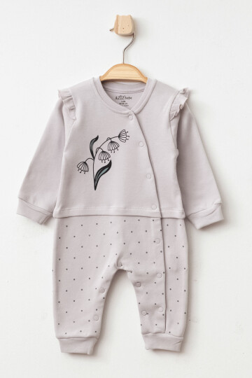 Kız Bebek Çıtçıtlı Çiçek Desenli Tulum 0 Ay - 6 Ay