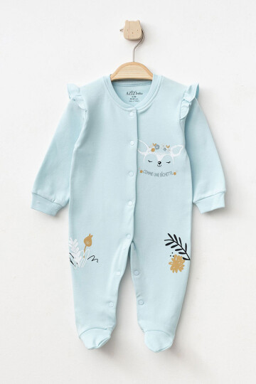 Kız Bebek Çıtçıtlı Desenli Patikli Tulum 0 Ay 6 Ay