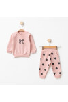 Kız Bebek Nakışlı Sweatshirt Pantolon 2 li Alt Üst Bebek Takımı 3 Ay-36 Ay