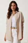 Kadın Bej Oversize Uzun Basic Gömlek PLD22W-3118