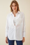Kadın Beyaz Arkası Düğmeli Boyfriend Poplin Gömlek PLD22S-3131