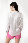 Kadın Beyaz Hafif Dökümlü Saten Yüzeyli Gömlek HZL22W-BD139641