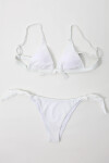 Kadın Beyaz İp Bağlamalı Astarlı Büyük Beden Üçgen Bikini Takım PLD24S-3031