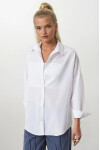 Kadın Beyaz Oversize Uzun Basic Gömlek HZL22W-BD139001