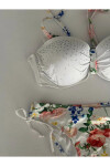 Kadın Beyaz Taş İşlemeli Astarlı Bikini Takım PLD25S-3018