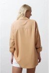 Kadın Camel Oversize Uzun Basic Gömlek PLD22W-3118